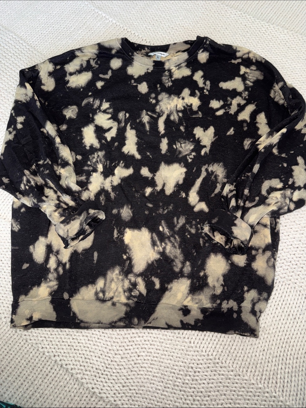 Vigoss Black and Cream Tie-Dye Crewneck Sweater - Men